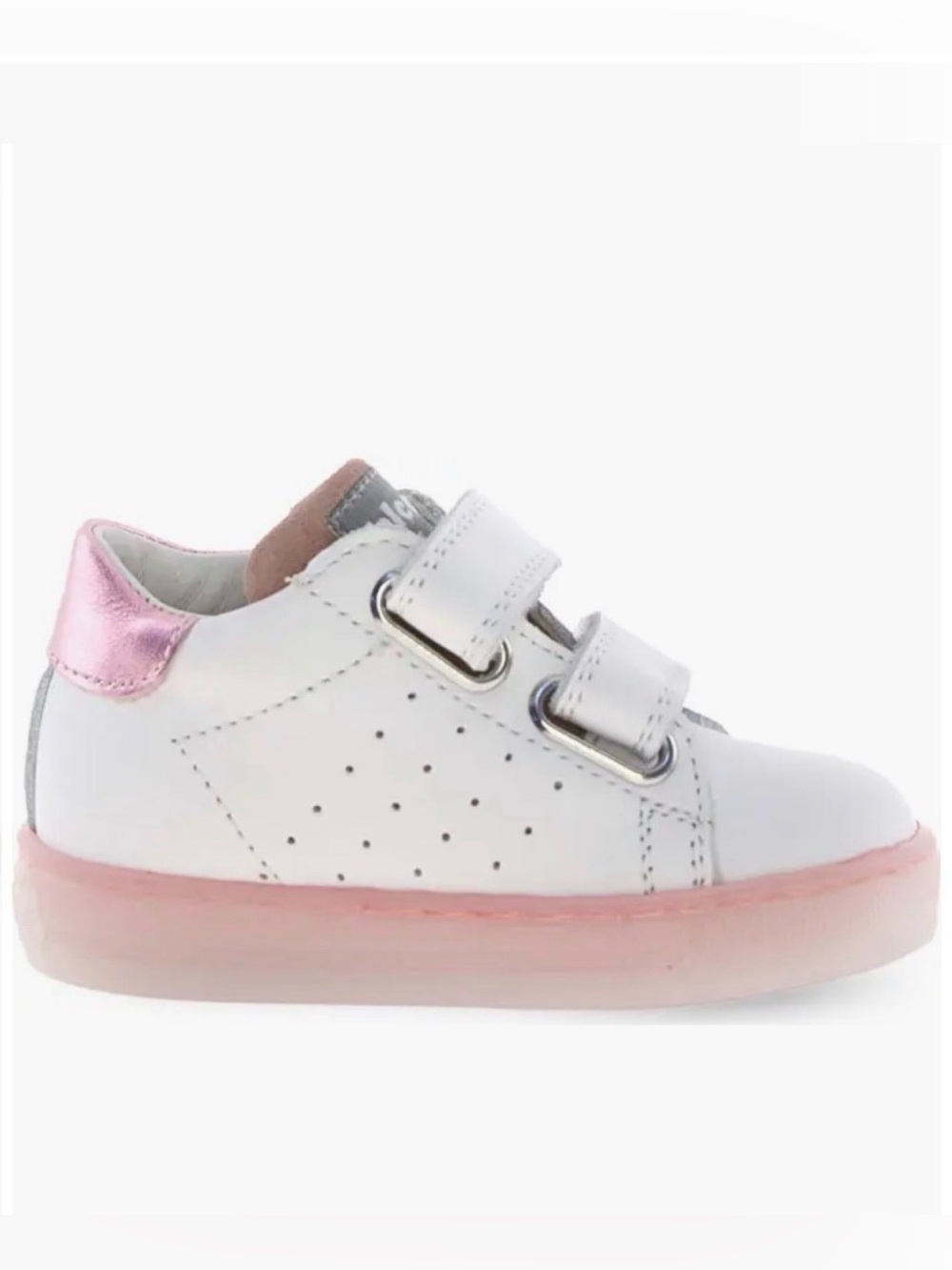 NWT Naturino Falcotto Salazar 3 VL Sneaker in White/ Pink/ Silver - Picture 4 of 14